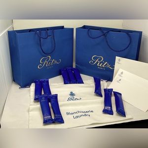 🔥HOTEL RITZ PARIS AMENITIES:BAGS, HAND SANITIZING TOWELS, ENVELOPES, LAUNDRY BAG